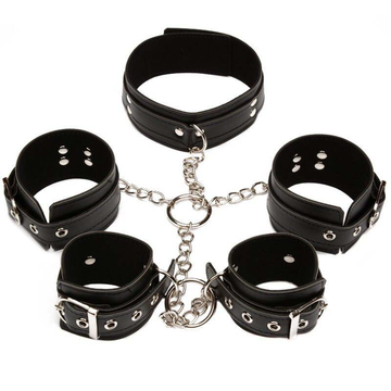 BDSM Bondage Restraints / Handcuffs & Collar with Chains / Sexy Accessories for Fetish Games - EVE's SECRETS